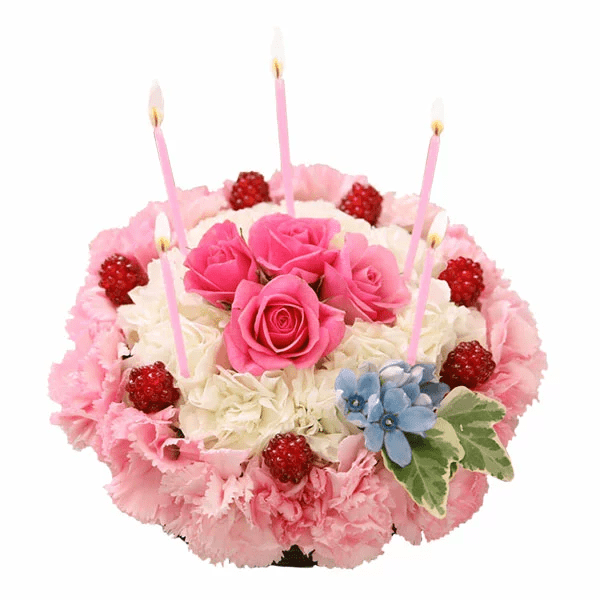 誕生日プレゼント・生花のフラワーケーキ