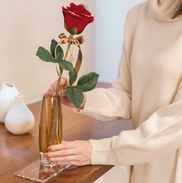 ガラス花瓶付きメッセージフラワー