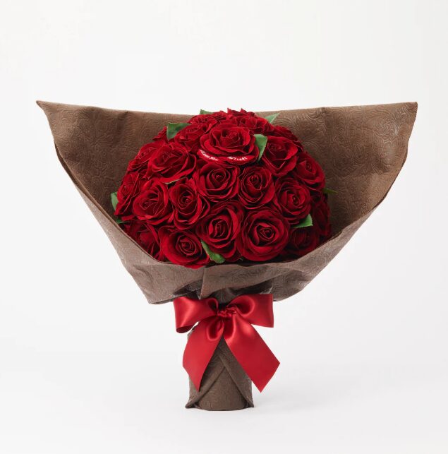 50本の赤バラ花束・メッセージフラワー